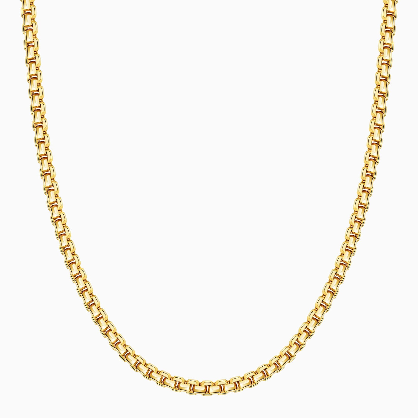 MENS 14K Gold Round Box Chain Necklace