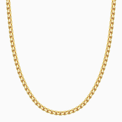 MENS 14K Gold Round Box Chain Necklace