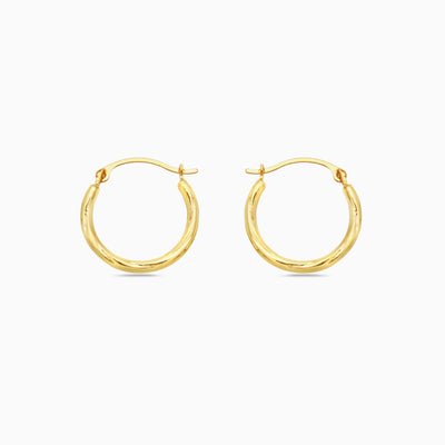 Solid Gold Slash Diamond cut Hoop Earrings