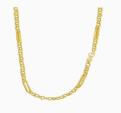 10K Gold Rolo + Figaro Necklace