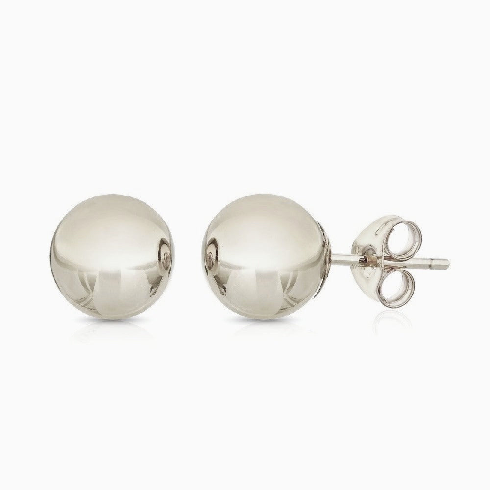 14K WHITE GOLD BALL STUDS