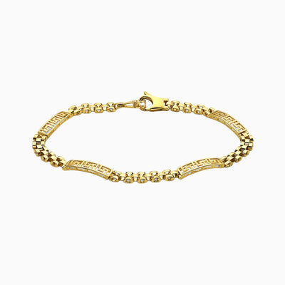 10K Gold Greek Key Design ID Mens Bracelet