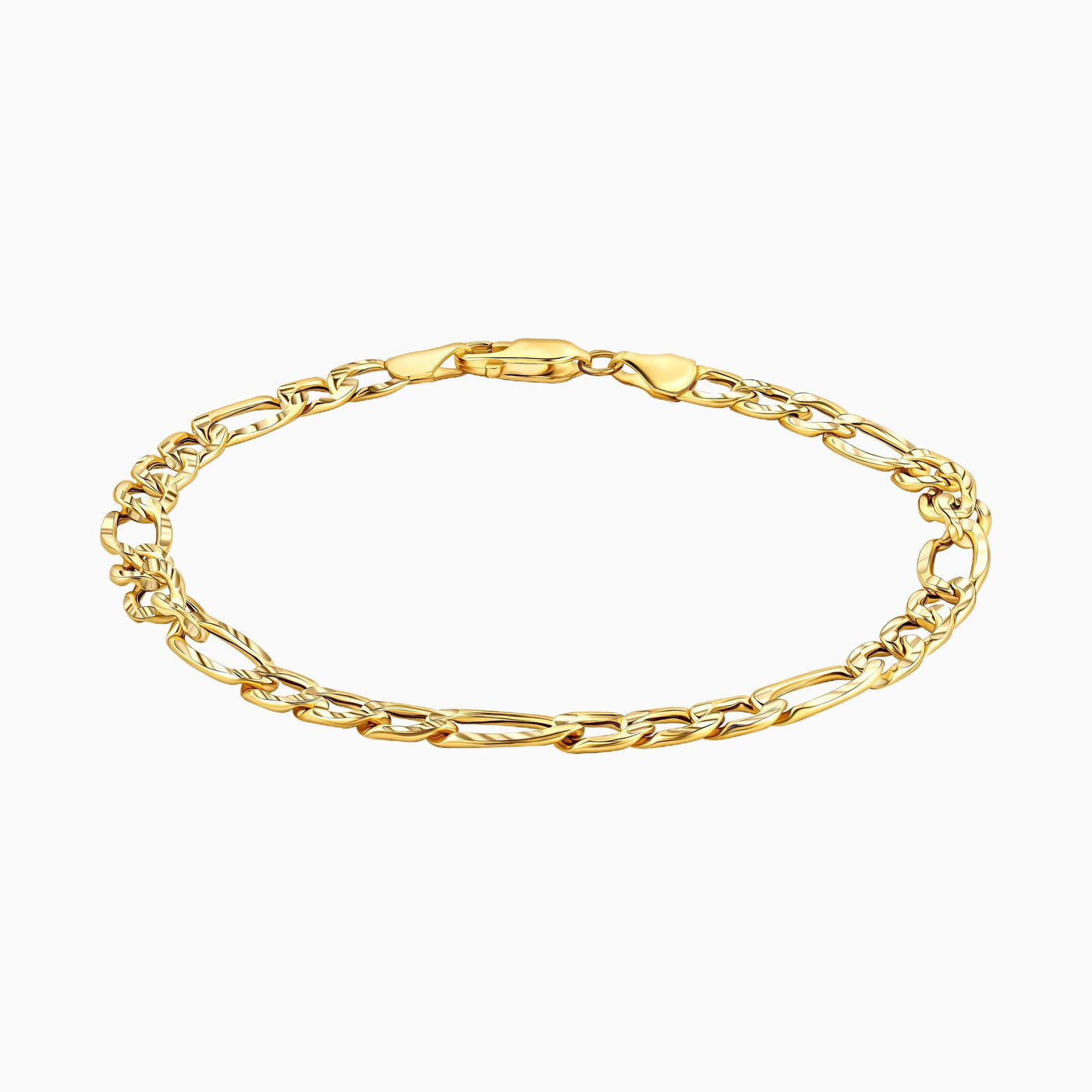 14K Gold Figaro Link Chain Bracelets for Men