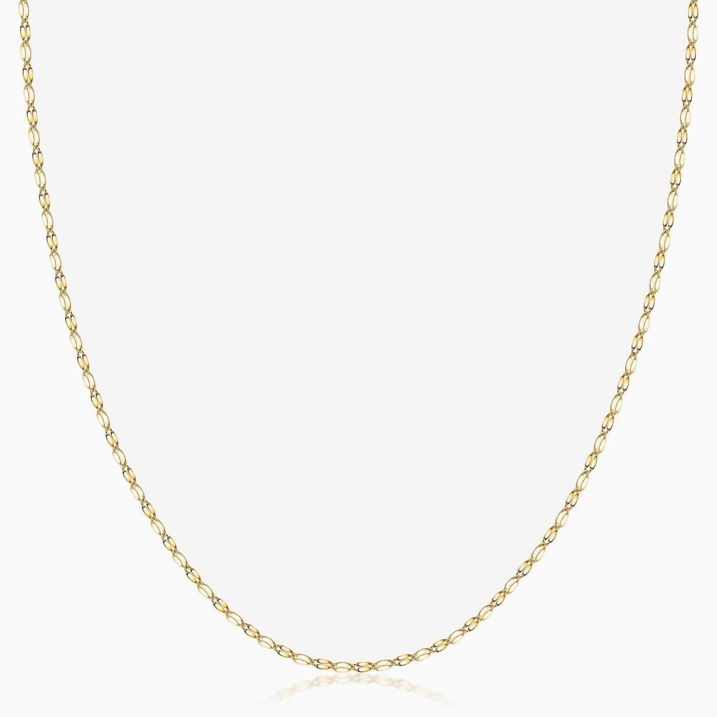 18K Gold Diamond Cut Mirror Chain Necklace