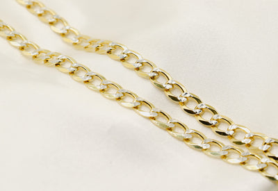 Gold over Sterling Silver Two Tone Diamond Cut Cuban Chains