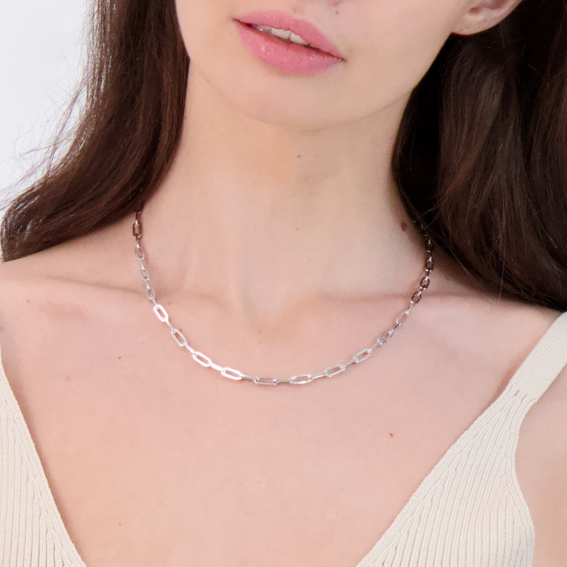 Silver Paperclip Chain Necklaces