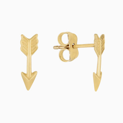 14K GOLD ARROW SHAPE STUD EARRINGS