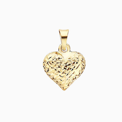 14K Solid Gold Ultra Diamond Cut Heart Charm