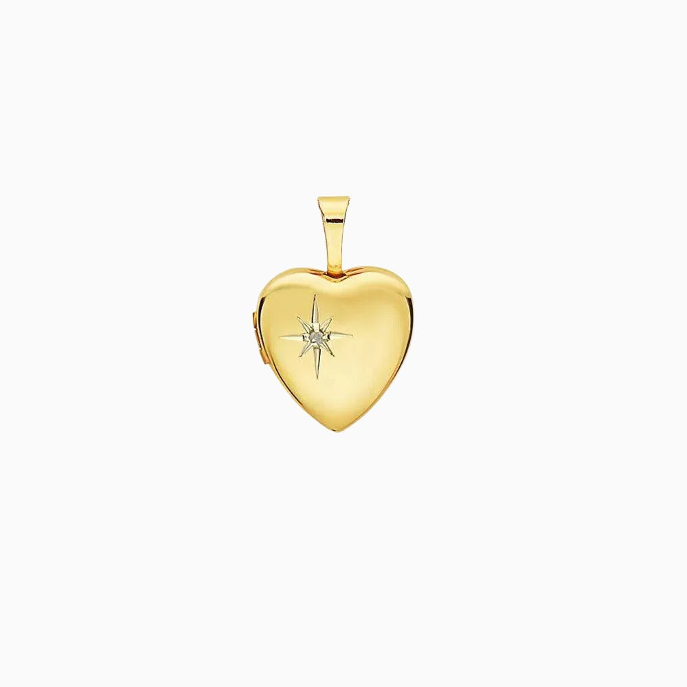 14K GOLD STARBURST HEART LOCKET