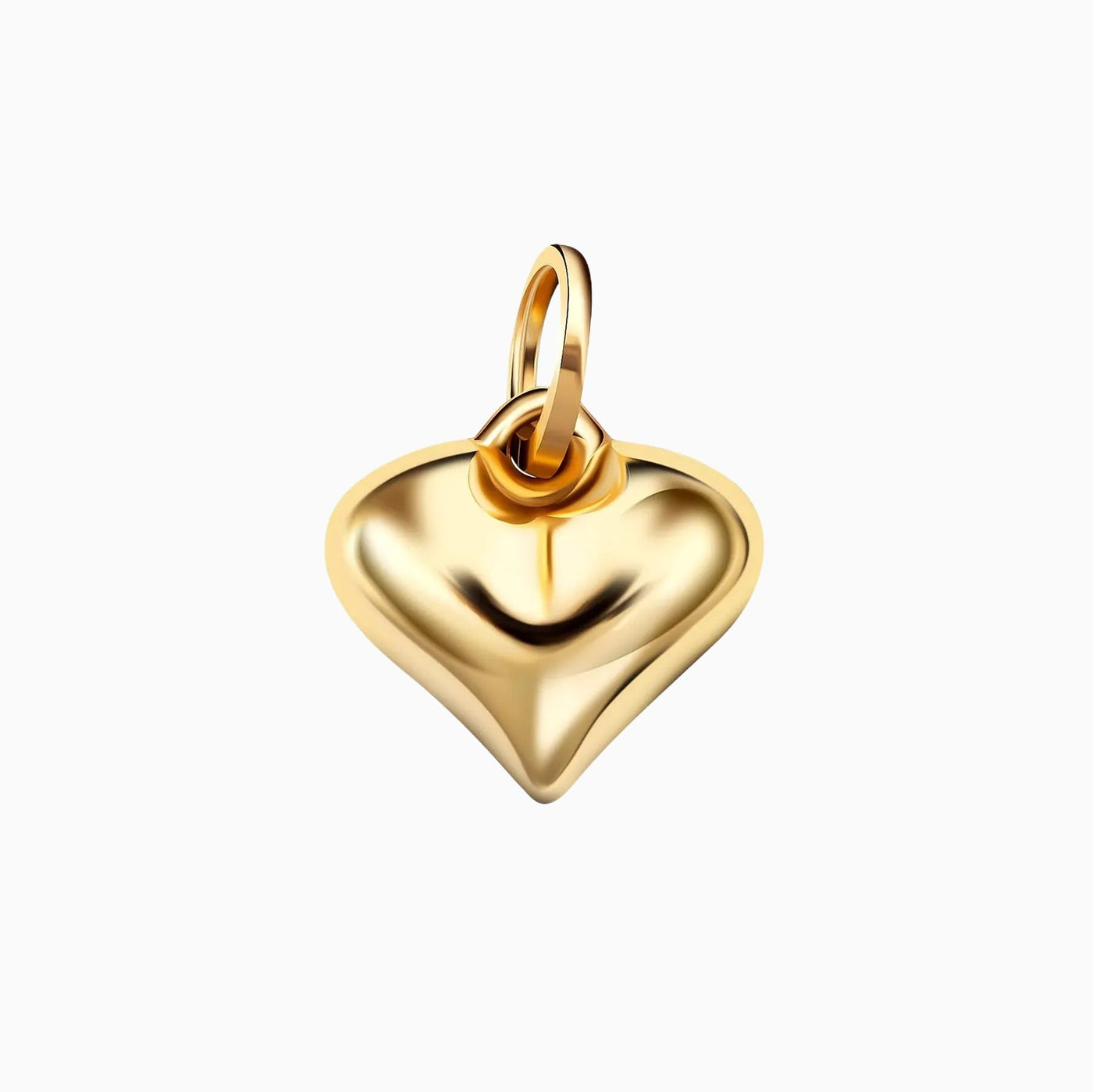 14K Solid Yellow Gold Small Puff Heart Charm Pendant