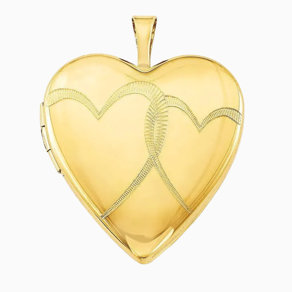 14K GOLD HEART LOCKET DOUBLE HEART