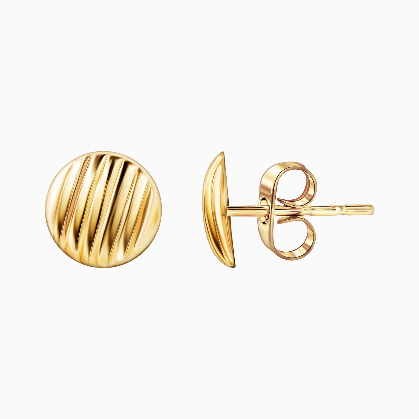 14K Gold Lined Button Disc Small Stud Earrings