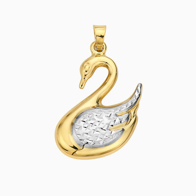 14K GOLD TWO-TONED SWAN PENDANT