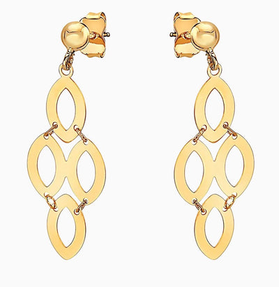 14K Gold Flat Chandelier Dangle Earrings