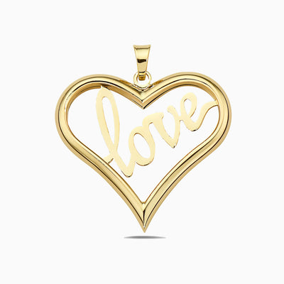 14K Gold Love in Heart Pendant