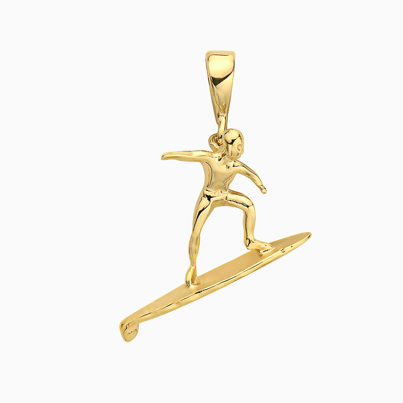 14K Gold Surfing Pendant