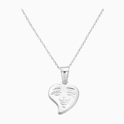 Silver Winking Heart Pendant