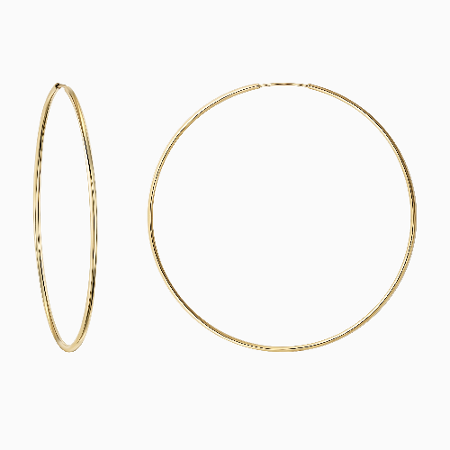 14K Solid Gold Round Endless Hoop Earrings