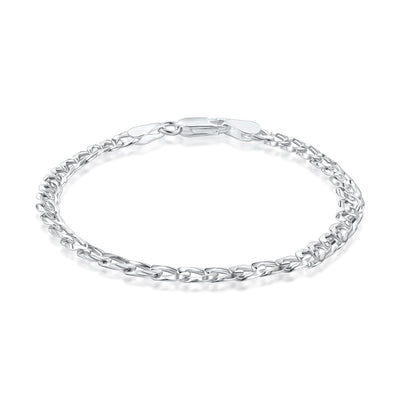 Sterling Silver Italian 4MM or 5MM Italian Solid Cuban Link Curb Chain Bracelet