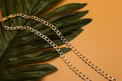 Gold over Sterling Silver Two Tone Diamond Cut Cuban Chains