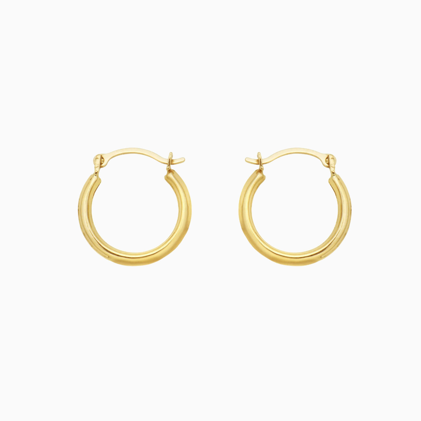 Solid Gold 1X14MM French Lock Hoop Earrings