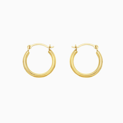 Solid Gold 1X14MM French Lock Hoop Earrings