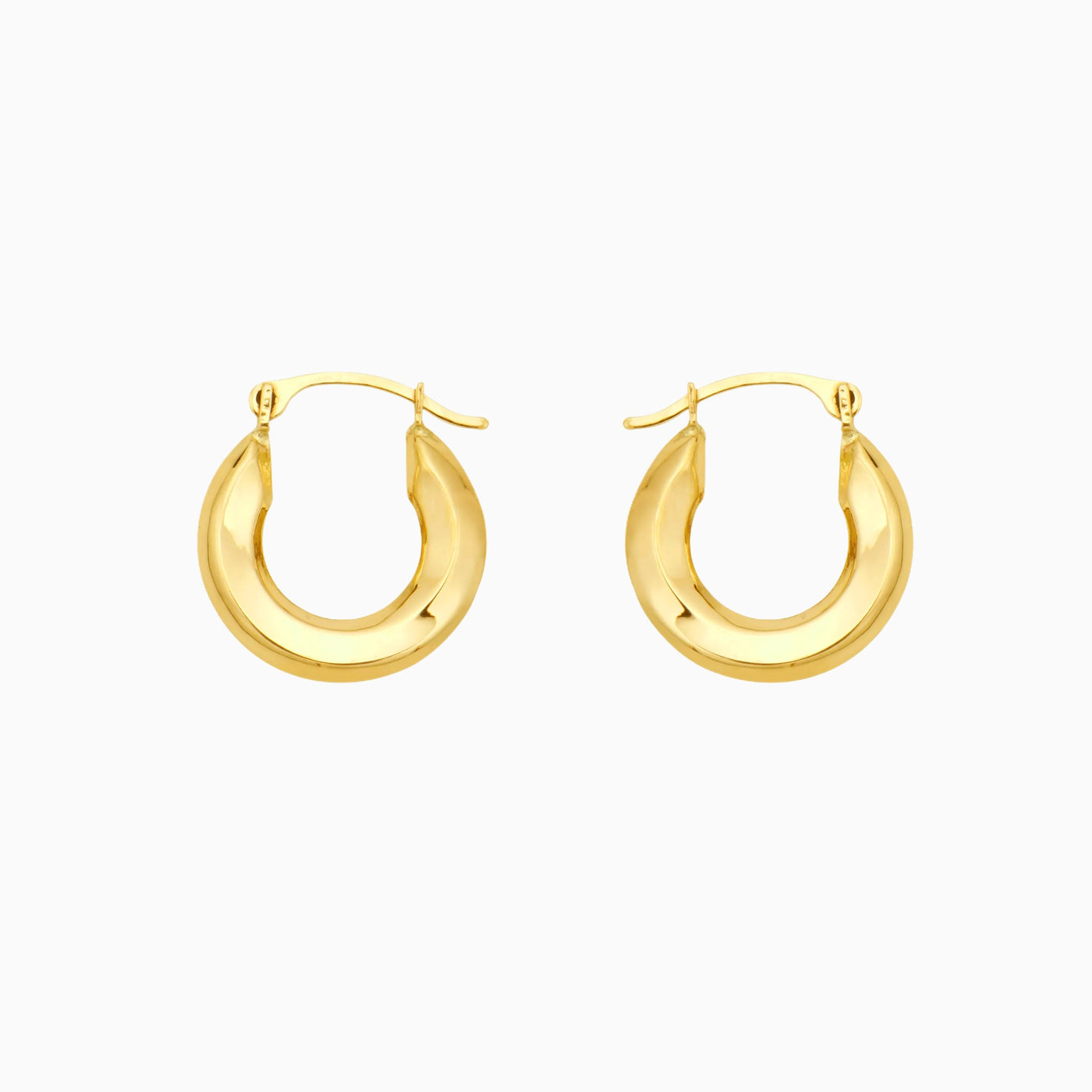 10K Gold High Polish Shiny Sqaured Mini Hoop Earrings