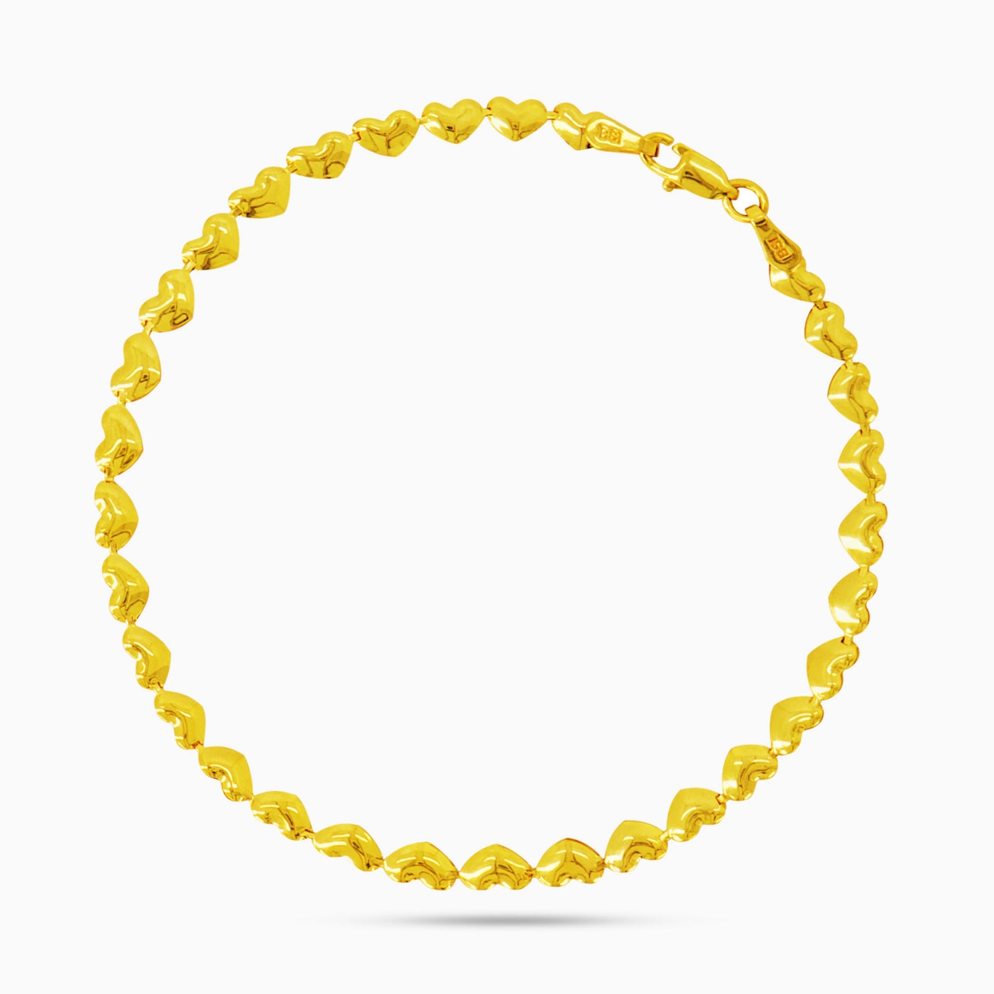 14K GOLD HEART LINK CHAIN BRACELET