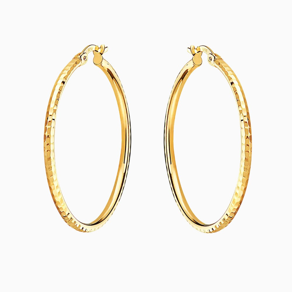 14K GOLD BOLD HAMMERED HOOPS