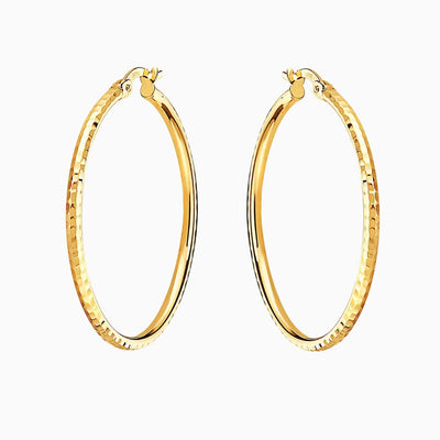 14K GOLD BOLD HAMMERED HOOPS