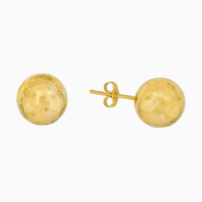 14K GOLD MINI HAMMERED BALL  STUD EARRINGS