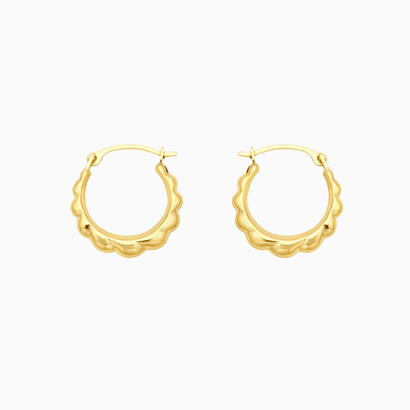 Solid Gold Graduating Braid Hoop Earrings