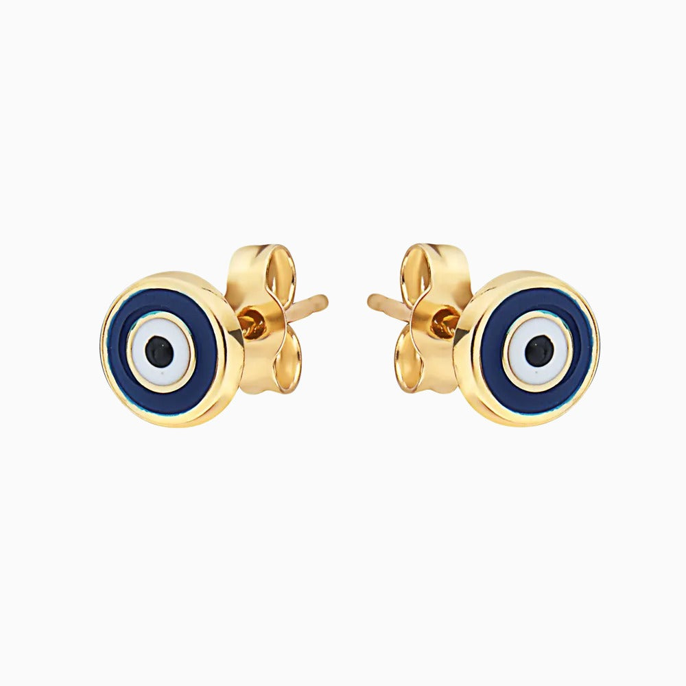 14K GOLD BLUE EVIL EYE STUDS