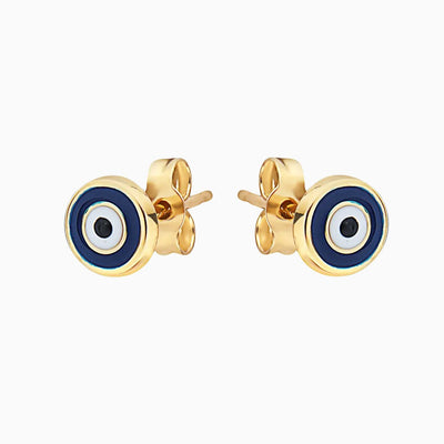 14K GOLD BLUE EVIL EYE STUDS