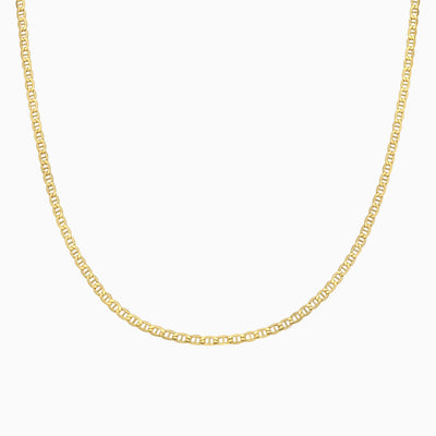 14K gold Flat Mariner Link Chain Necklace