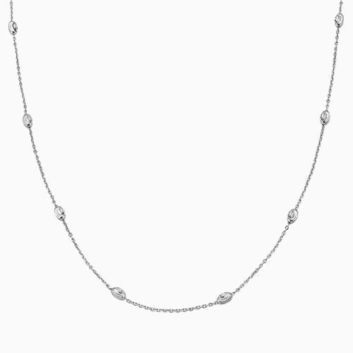 SILVER ANCHOR OVAL BEAD MOON CUT NECKLACE