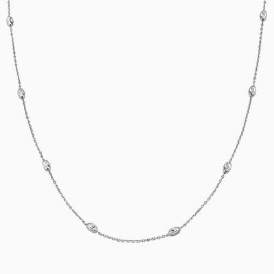 SILVER ANCHOR OVAL BEAD MOON CUT NECKLACE