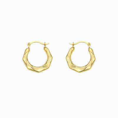 14K GOLD DC Hexegonal Hoop Earrings