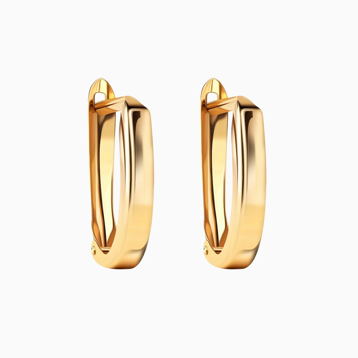 Solid Gold Squared Shape Cute Huggies Hoop Earrings