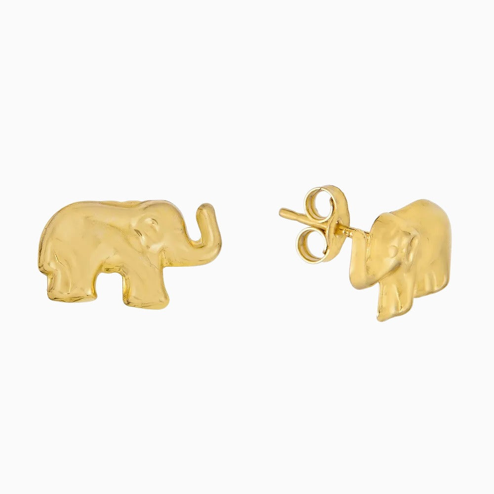 14K GOLD ELEPHANT STUD EARRINGS