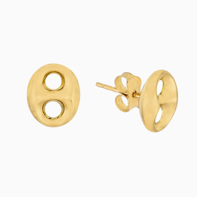 14K GOLD MARINER LINK STUD EARRINGS