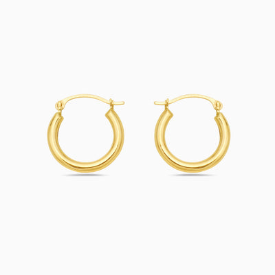 Solid Gold High Polish Thick Round Hoop Earrings