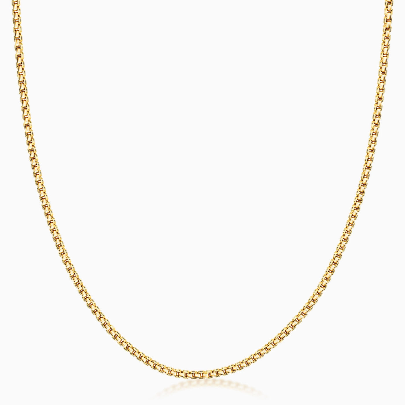 14K Gold Round Box Chain Necklace