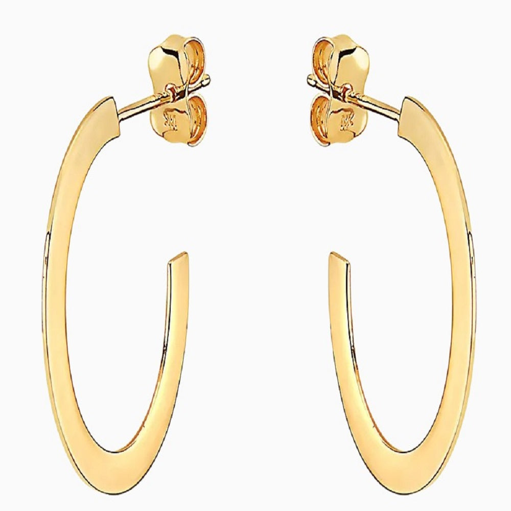 14K GOLD J HOOP STUDS