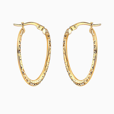 14K GOLD TEXTURED TWIST HOOPS