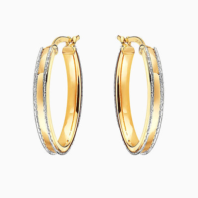 14K GOLD WHITE LINING HOOPS