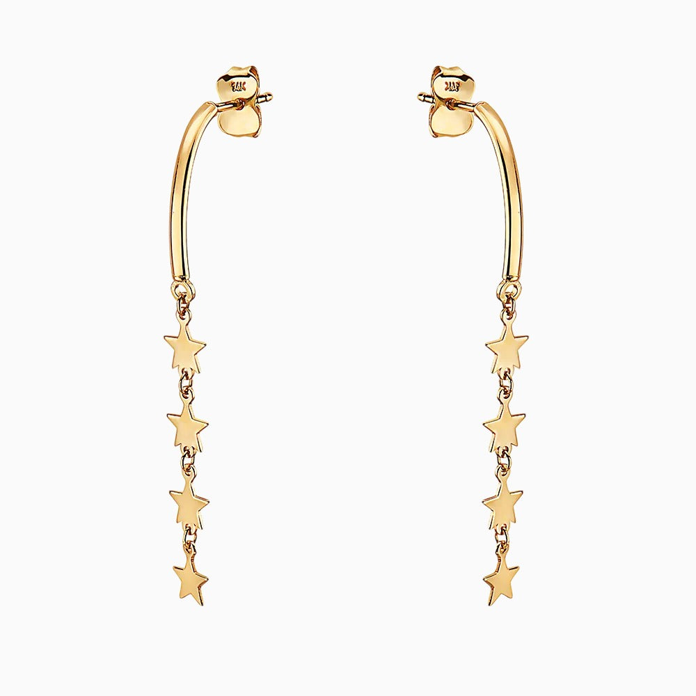 14K GOLD STAR DANGLE STUDS