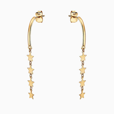 14K GOLD STAR DANGLE STUDS