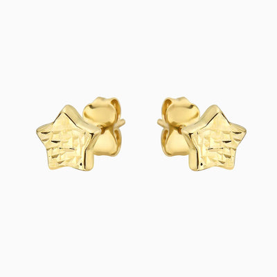 14K GOLD TEXTURED STAR STUDS