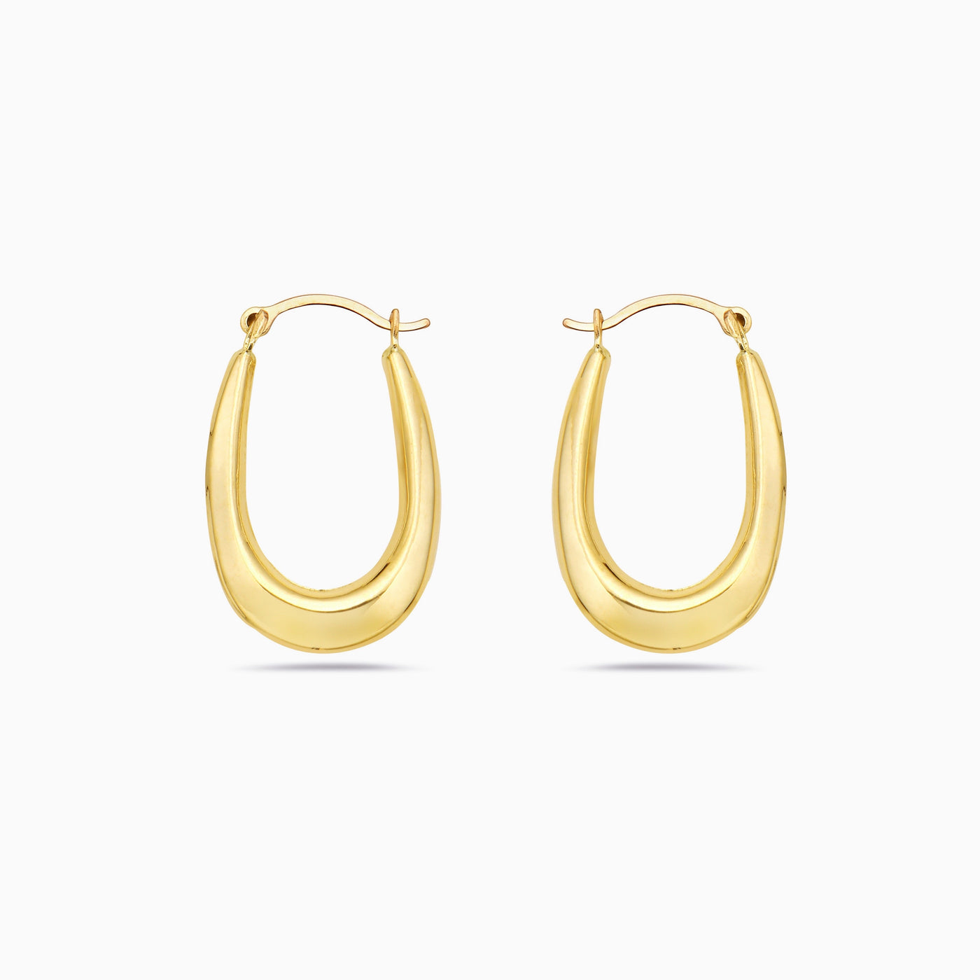 14K Gold Oval Shape Bib Hoop Earrings